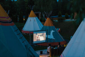 Tents and a nighttime movie at Plitvice Holiday Resort