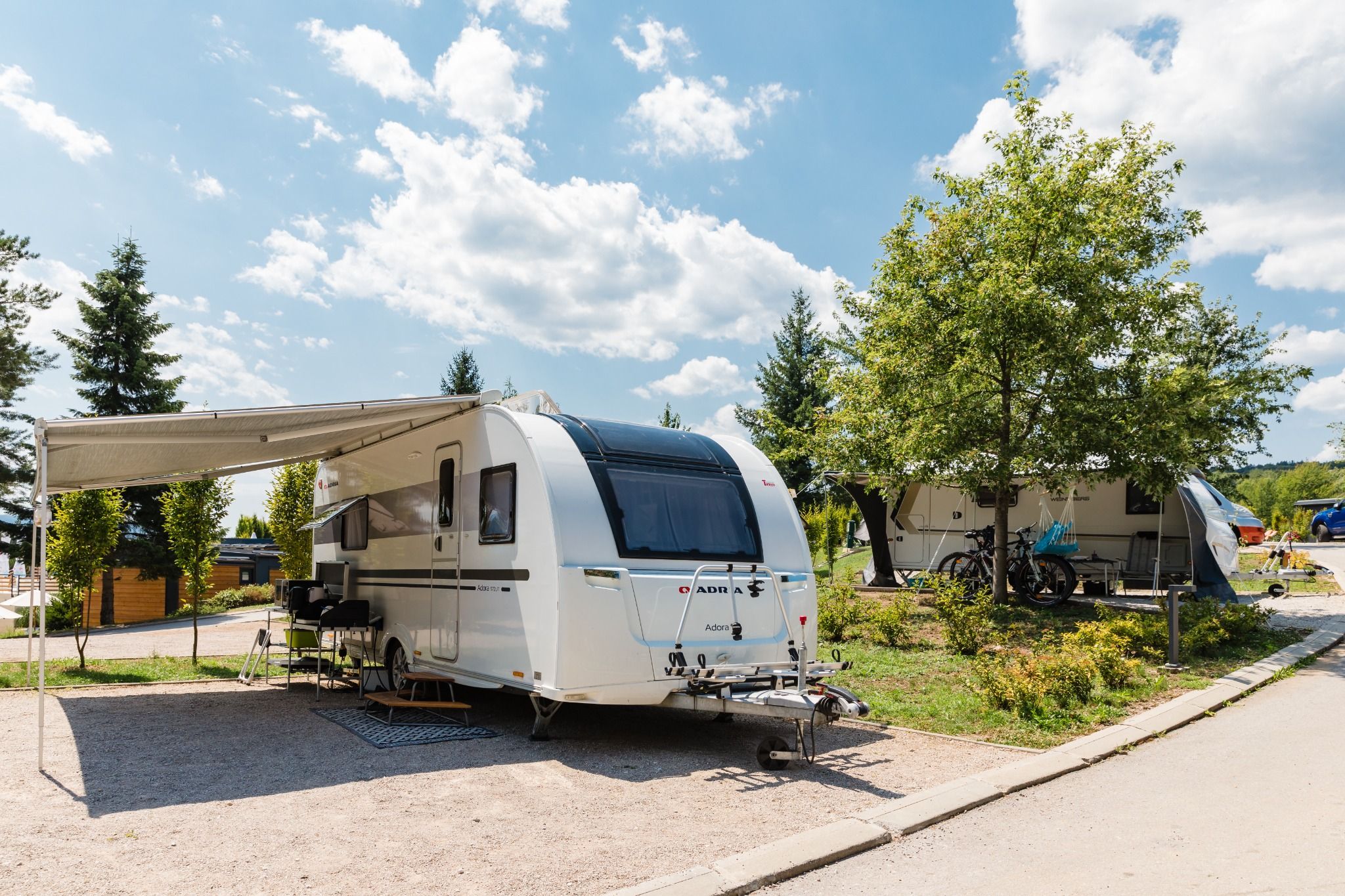 Modern caravan pitch at the resort